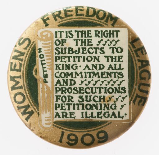 Badge - Women's Freedom League, Great Britain, 1909 - Obverse