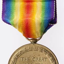 Medal - Victory Medal 1914-1919, Great Britain, Private Albert Harrison Cox, 1919 - Reverse