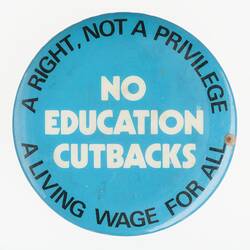 Badge - No Education Cutbacks