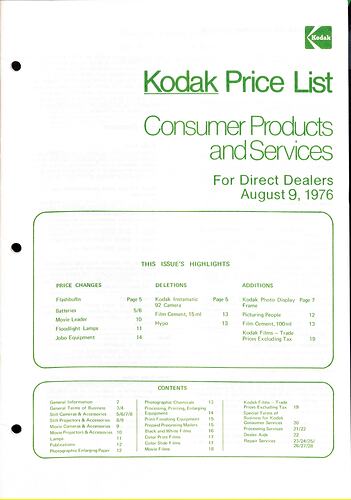 Cover page with white background and green text.