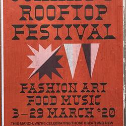 Digital Photograph - Sign, Johnny's Rooftop Festival, Carlton, May 2020