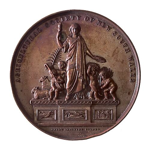 Medal - Agricultural Society of New South Wales, Practice with Science, c. 1870 AD
