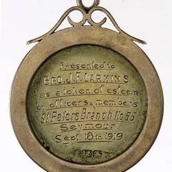 Medal - Hibernian Australasian Catholic Benefit Society, 1919 AD