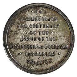 Medal - Centenary of Macintosh and Degraves Shilling Token, 1923 AD