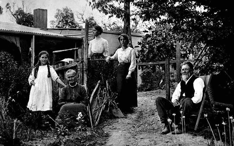 Negative -  Warmbrunn Family Outside Their Home 'Tarilta', Upper Beaconsfield, Victoria, circa 1914