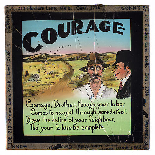 Lantern Slide - Universal Opportunity League, 'Courage'