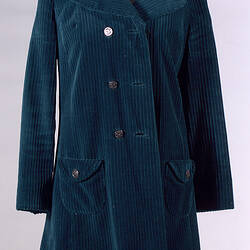 Coat Dress - Prue Acton, Green Corduroy, circa 1967