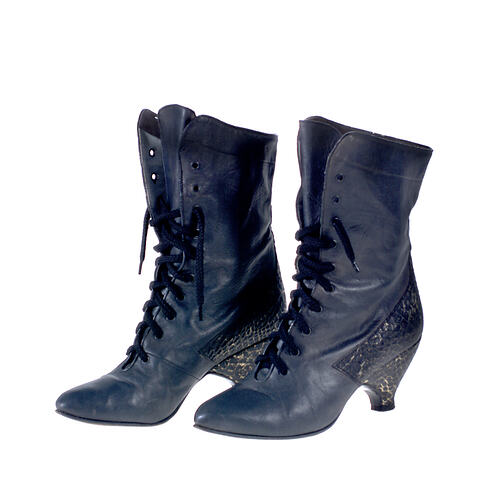 Black lace up boots.