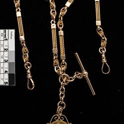 Fob Chain - Sovereign, St George Slaying Dragon, George J. Jackson, Victoria, 1887
