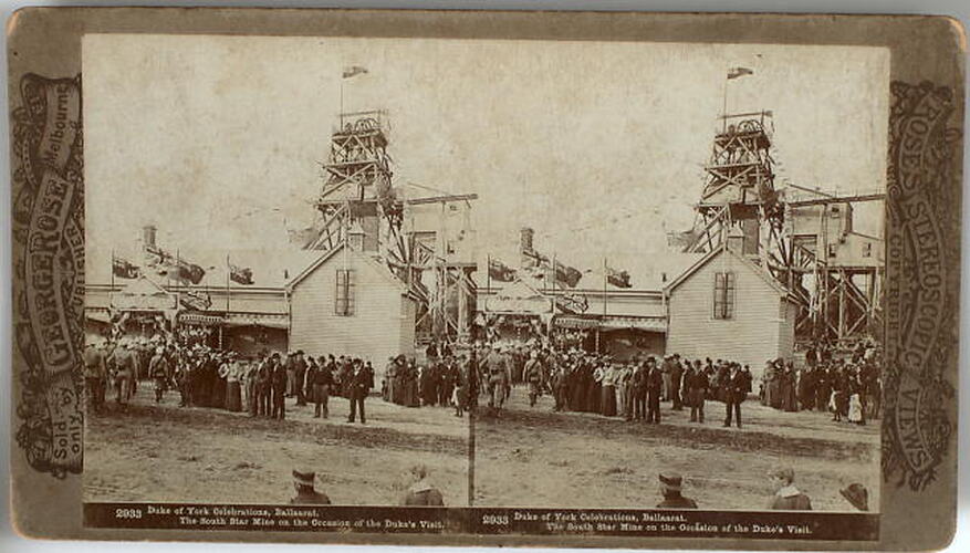 Stereograph - South Star Mine, Ballarat, Federation Celebrations, 1901