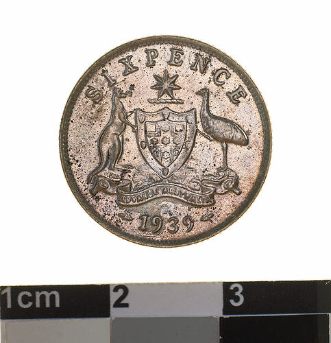 Proof Coin - Sixpence, Australia, 1939, photographed by Museums Victoria
