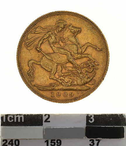 Coin - Sovereign, Western Australia, Australia, 1909, photographed by Museums Victoria