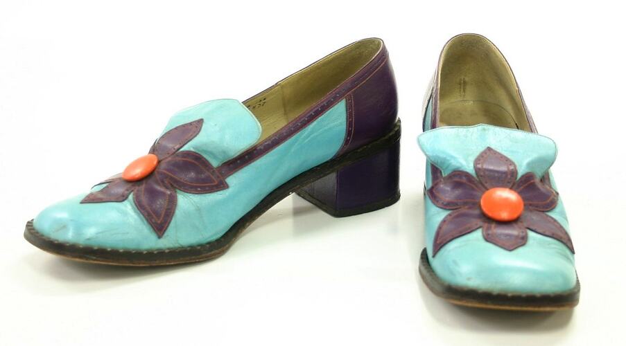 Pair of Shoes - Paragon, Parisienne, 'Daisy', Aqua And Purple Leather