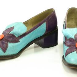 Shoes - Paragon, 'Parisienne', 'Daisy', Court, Aqua & Purple Leather, 1969