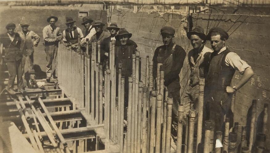 Digital Photograph - Builders Working on Royal Melbourne Hospital Site, Parkville, circa 1932