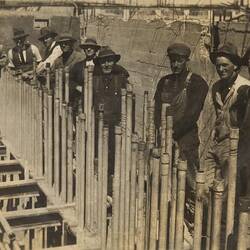 Digital Photograph - Builders Working on Royal Melbourne Hospital Site, Parkville, circa late 1930s