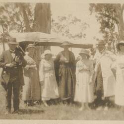 Photograph - Adults in Front of Eucalyptus Trees, Tom Robinson Lydster, World War I, 1915-1919
