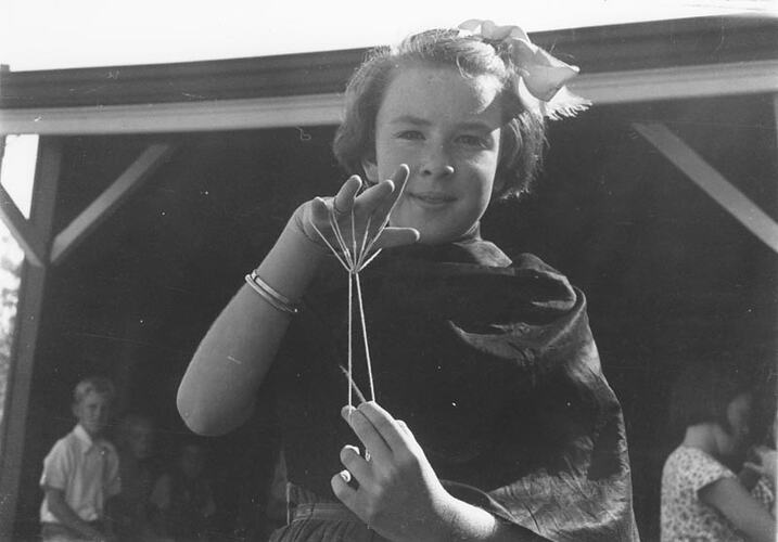 Photograph - Girl Playing 'Parachute' String Game, Dorothy Howard Tour, 1954-1955