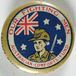 Front of badge with Australian solder and flag.
