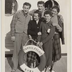 Italian migrants on the deck of the SS Castel Felice en route to Australia