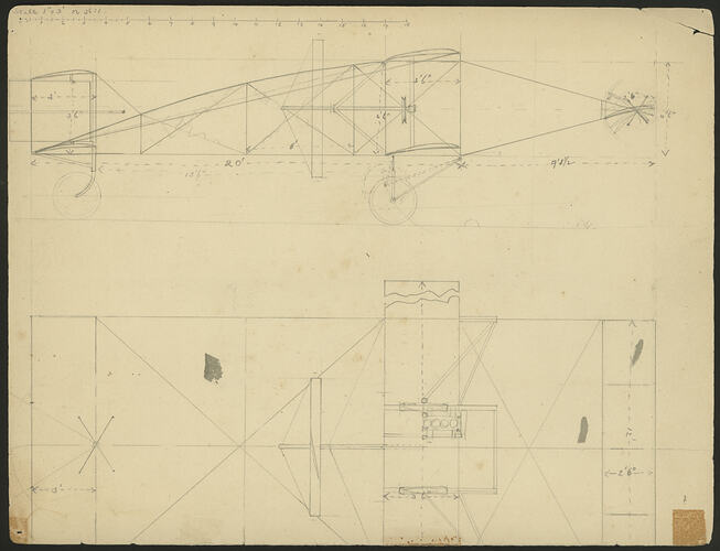 Plan - Duigan Biplane, Original Design, John R. Duigan, Mia Mia, Victoria, Australia, circa 1909