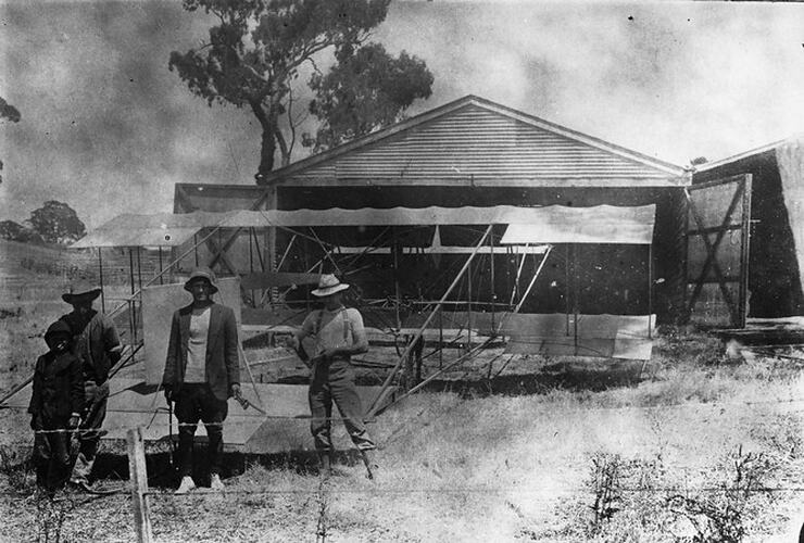 Photograph - Duigan Biplane & Workers, Spring Plains, 1910
