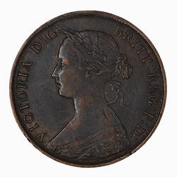 Coin - Halfpenny, Queen Victoria, Great Britain, 1861 (Obverse)
