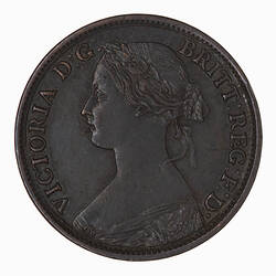 Coin - Farthing, Queen Victoria, Great Britain, 1865 (Obverse)