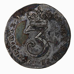 Coin - Threepence, George II, England, Great Britain, 1746 (Reverse)