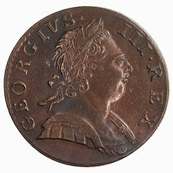 Coin - Halfpenny, George III, Great Britain, 1774 (Obverse)