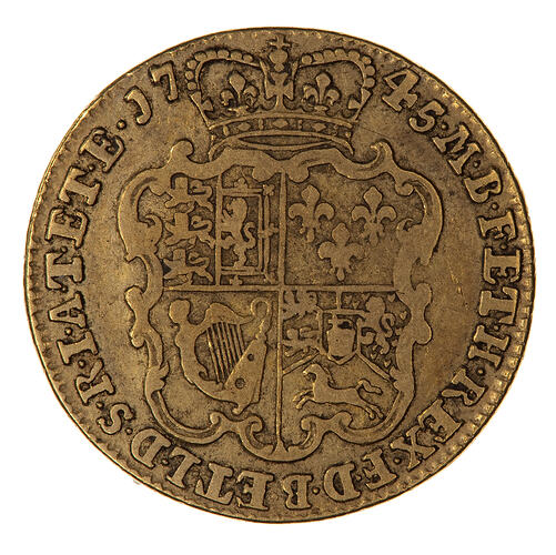 Coin - Guinea, George II, Great Britain, 1745 LIMA (Reverse)