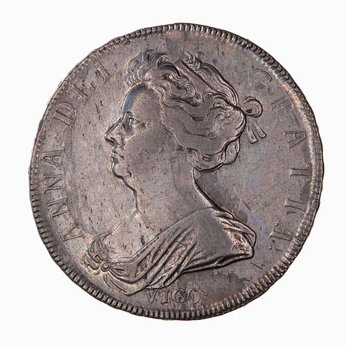 Coin - Halfcrown, Queen Anne, Great Britain, 1703 Vigo (Obverse)