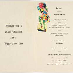 Menu - RMS Ormonde, Orient Line, Christmas Day, 25th Dec 1948