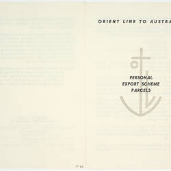 Booklet - Orient Line to Australia, Personal Export Scheme Parcels