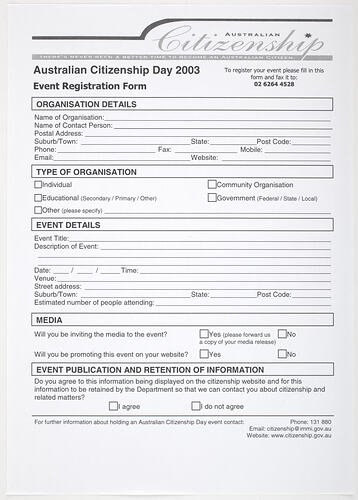 Registration Form - Australian Citizenship Information Pack