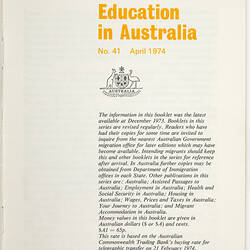 Printed booked about education in Australia.