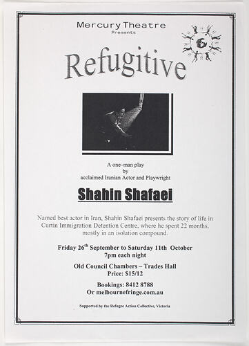 Leaflet - Refugitive, Performed by Shahin Shafaei, 2003