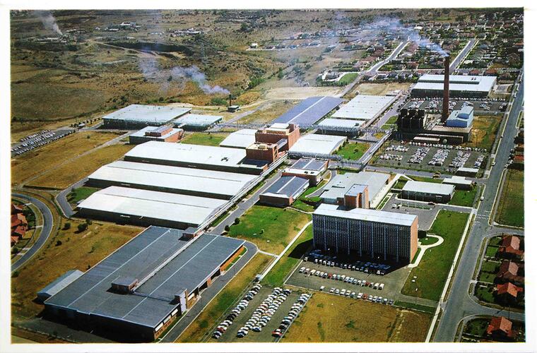 Postcard -  Kodak Australasia Pty Ltd, Aerial View of Kodak Factory, Coburg, circa 1965