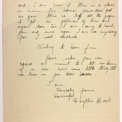 Letter - Best to Telford, Phar Lap's Death, 15 Apr 1932