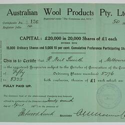 Scrip - Australian Wool Products, Australia, 1915