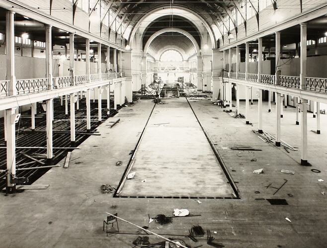 Photograph - Programme '84, Timber Floor Replacement in the Great Hall, Royal Exhibition Buildings, 1984