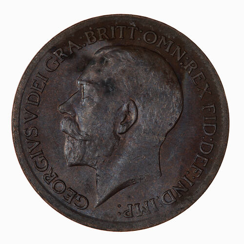 Coin - Farthing, George V, Great Britain, 1913 (Obverse)