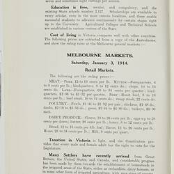 Booklet - Immigration & Labor Bureau, 'Land Settlement in Victoria', Crown Lands Department