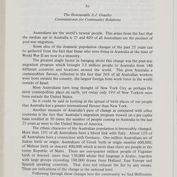 Booklet - A. J. Grassby, 'Australia's Multicultural Society'