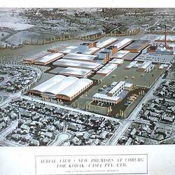 Slide - Kodak Australasia Pty Ltd, Illustration of Aerial View of Kodak Factory, Coburg, circa 1958