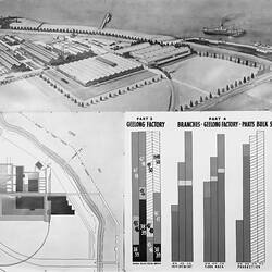 Negative - International Harvester, Drawing of Geelong Factory With Bar Chart, 1947