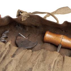 Leather Pouch with Drill Bits - Leather & Metal, circa 1890s