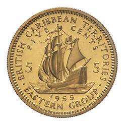 Proof Coin - 5 Cents, British Caribbean Territories, 1955