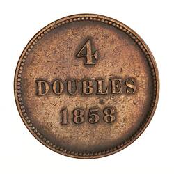 Coin - 4 Doubles, Guernsey, Channel Islands, 1858