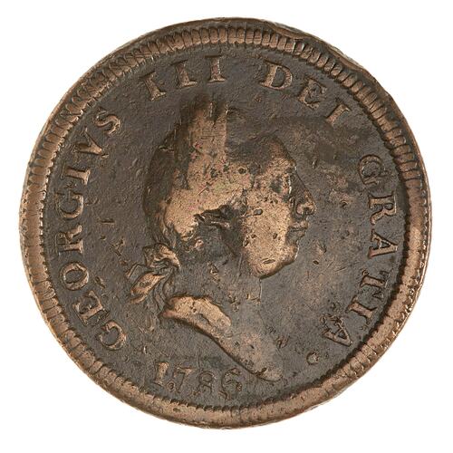 Coin - 1/2 Penny, Isle of Man, 1786